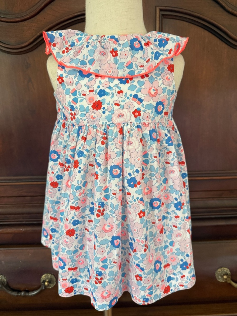 Jacadi Paris Floral Dress 18M Liberty Print Ruffle Collar French Boutique